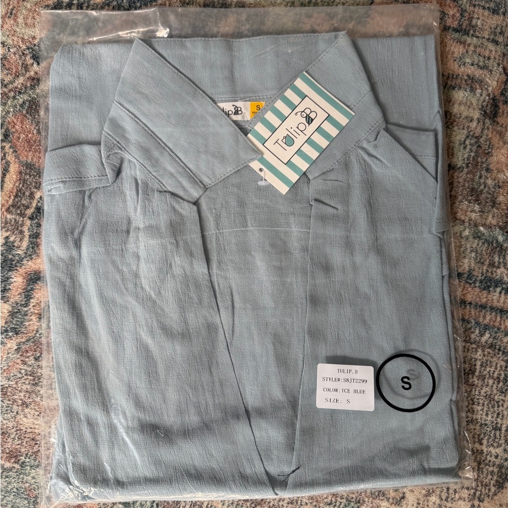 Dusty Blue V-Neck Tunic Top - Picture 6 of 6